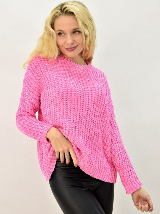 Potre Women's Long Sleeve Sweater Pink