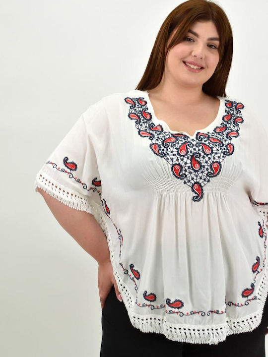Potre Summer Cotton Tunic with 3/4 Sleeve Beige