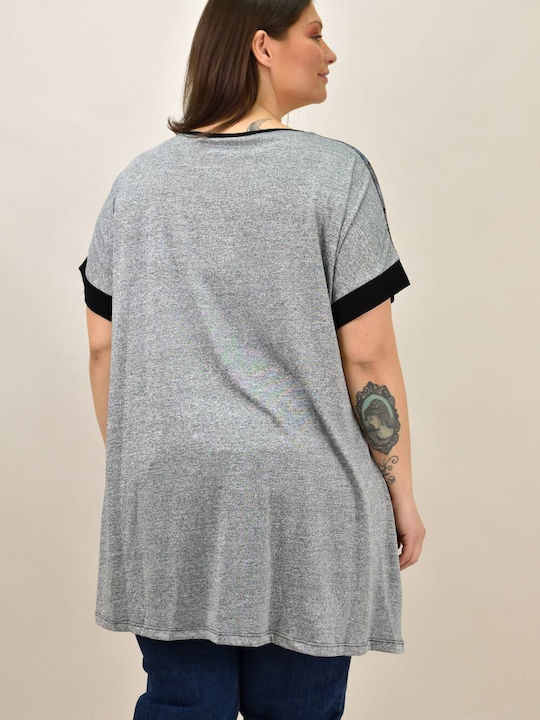 Women's Tunic Dress Short Sleeve Gray 2079