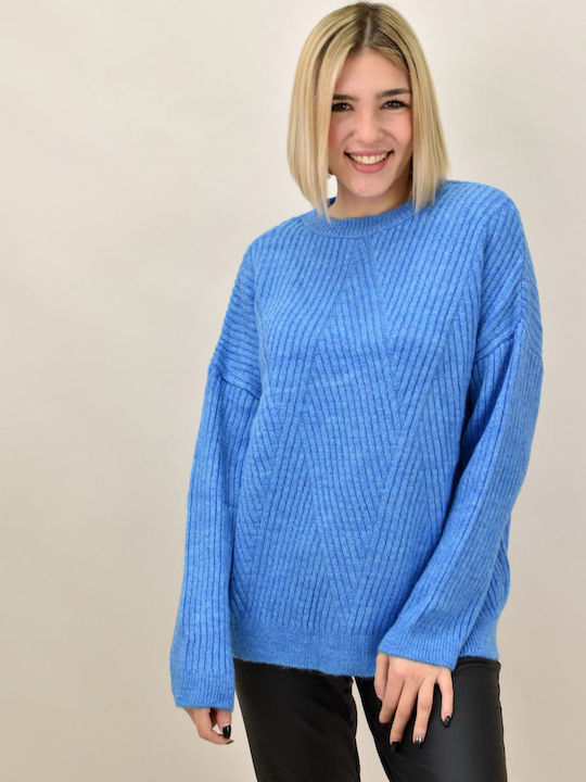 Potre Women's Long Sleeve Sweater Blue