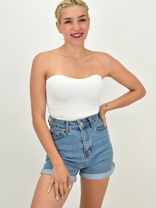 Potre Women's Summer Blouse Strapless White