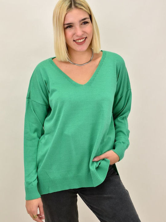 Potre Women's Blouse Long Sleeve with V Neckline Green