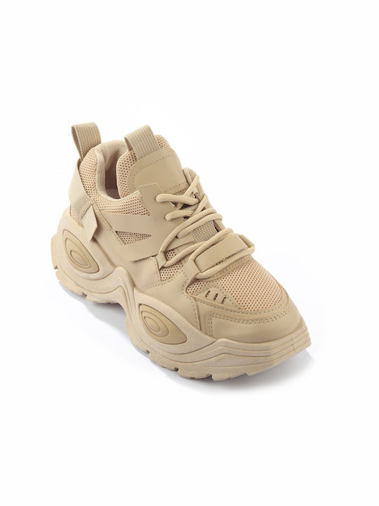 Fshoes Damen Chunky Sneakers Beige