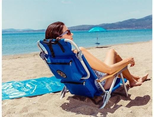 Maui & Sons Small Chair Beach Aluminium with High Back Blue 60x61x74.5cm