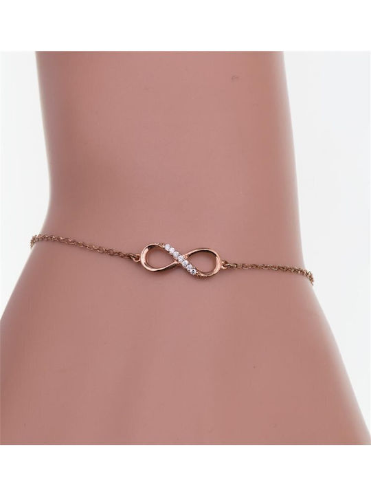 Paraxenies Bracelet with design Infinity made of Silver Gold Plated with Zircon