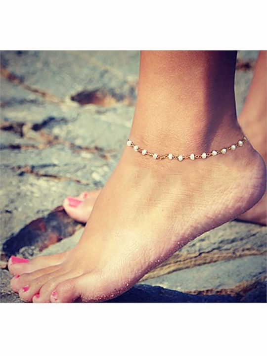 Paraxenies Bracelet Anklet Chain made of Silver Gold Plated with Pearls