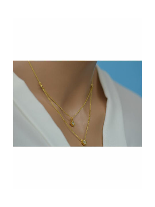 Paraxenies Halskette Doppelter aus Vergoldet Silber
