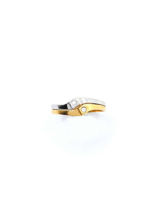 PS Silver Damen Ring mit Zirkonia aus Weißgold 14K