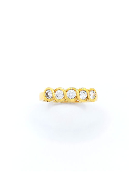 PS Silver Women's Gold Ring with Zircon 14K