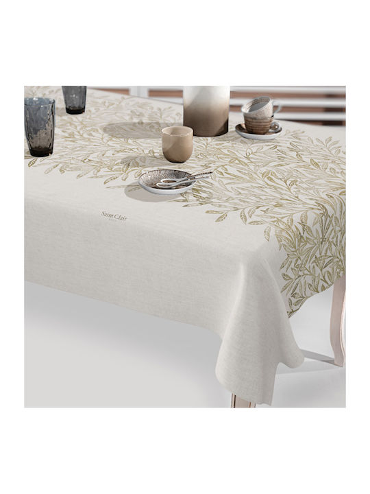 Saint Clair 1042 Polyester Stain Resistant Tablecloth Natural 145x180cm