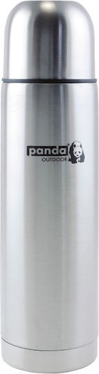 Panda Μπουκάλι Θερμός Ανοξείδωτο 350ml Ασημί με Καπάκι-Κύπελλο