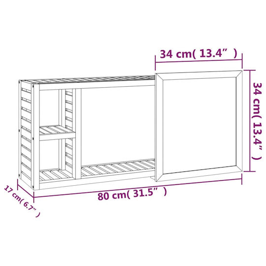 vidaXL Ντουλάπι Μπάνιου 80x17x34cm Καρυδί