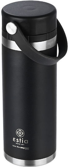 Estia Travel Chug Save The Aegean Recyclable Thermos Bottle Stainless Steel BPA Free 500ml Midnight Black