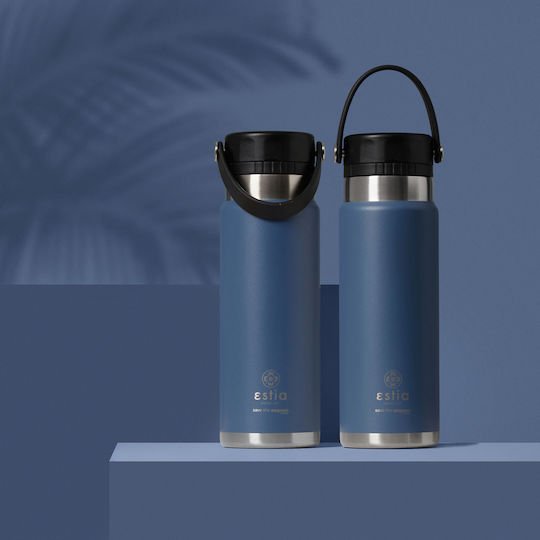 Estia Travel Chug Save the Aegean Recyclable Stainless Steel Thermos Bottle BPA Free 500ml Blue