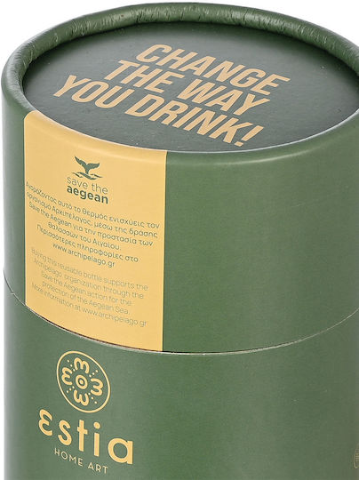 Estia Travel Chug Save The Aegean Recyclable Thermos Bottle Stainless Steel BPA Free 500ml Forest Spirit
