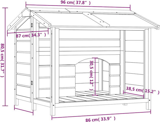 vidaXL Къщичка за Куче Дървени За Външно Ползване Сив 96x87x80.5см