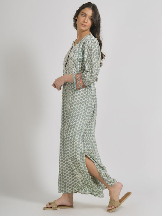 Ble Resort Collection Feminin Lung Caftan de Plajă Verde