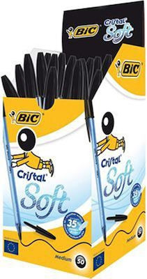 Bic Cristal Soft Pen Ballpoint 1.2mm with Black Ink 50pcs