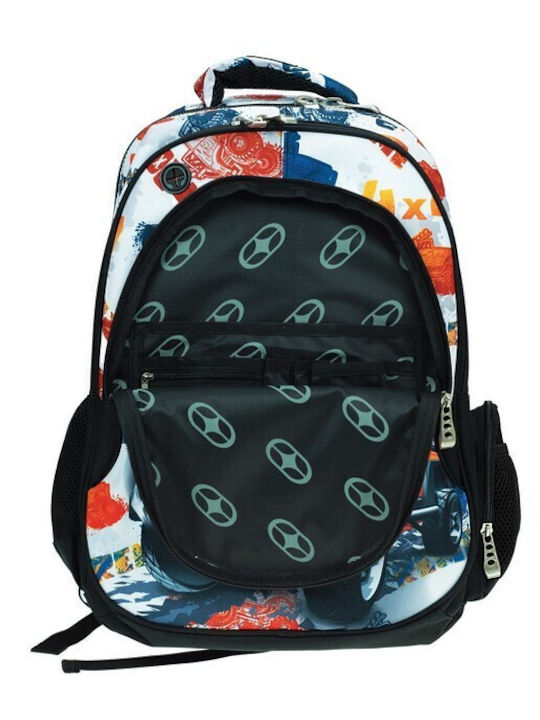 No Fear School Backpack For Elementary With Water Bottle Holder White 30lt 30 x 28 x 48cm