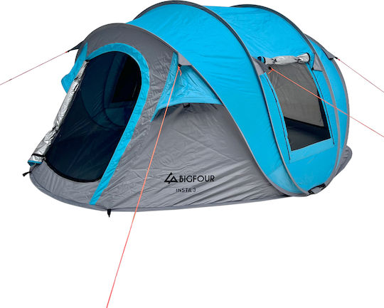 Bigfour Insta Καλοκαιρινή Σκηνή Camping Pop Up Μπλε για 3 Άτομα 280x200x120εκ.