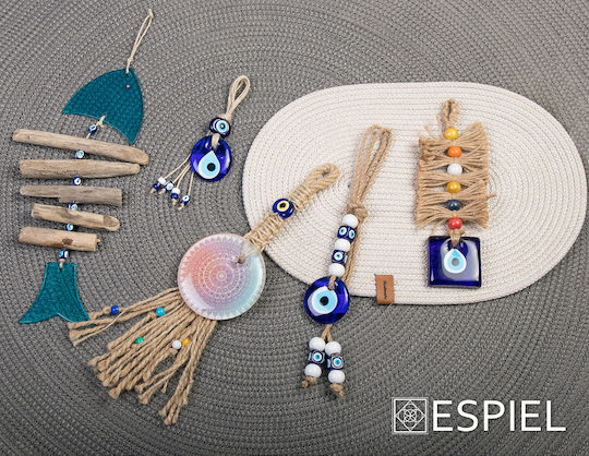 Espiel Hanging Wall Decor Blue Glass 33x1x16.5cm
