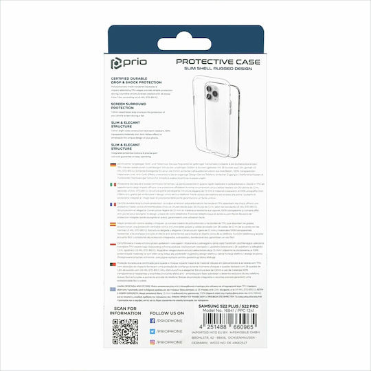 Prio Silicone Back Cover Protective Cover 1.3mm Transparent for Galaxy S22+