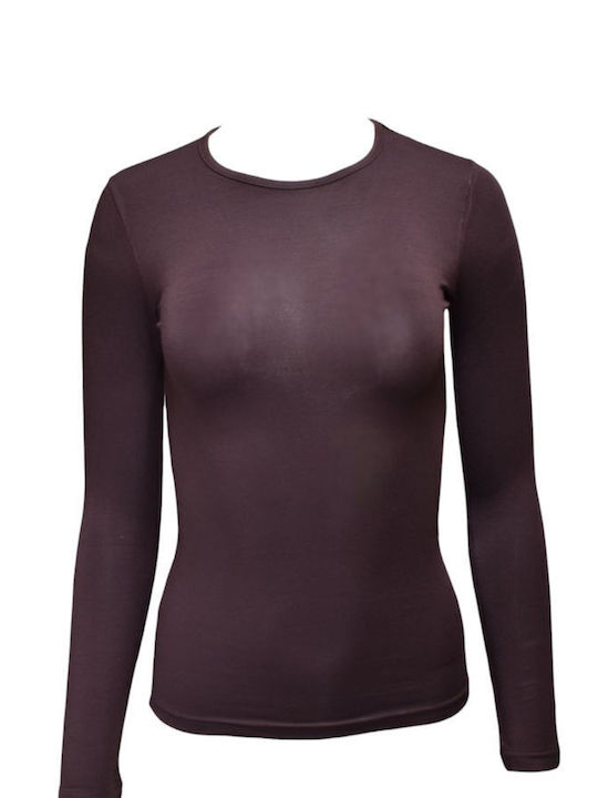 Apple Boxer Women's Blouse Long Sleeve Brown