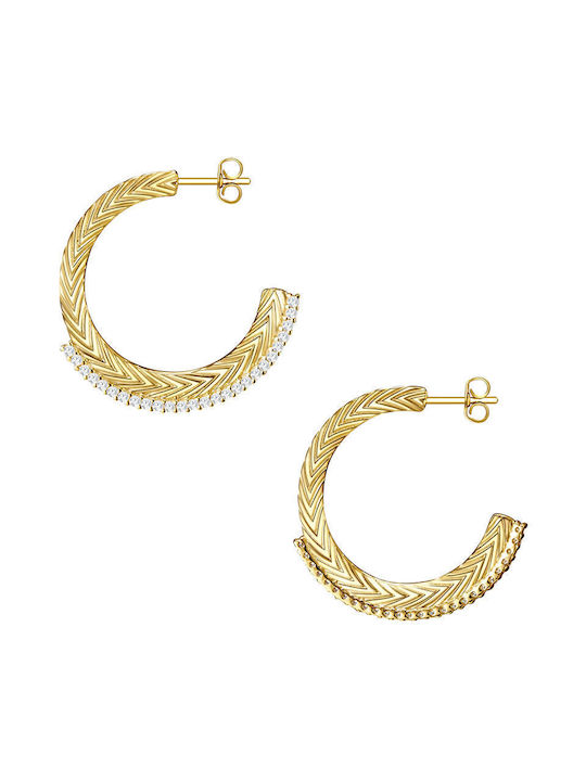 Nahla Jewels Earrings Hoops Gold Plated with Stones