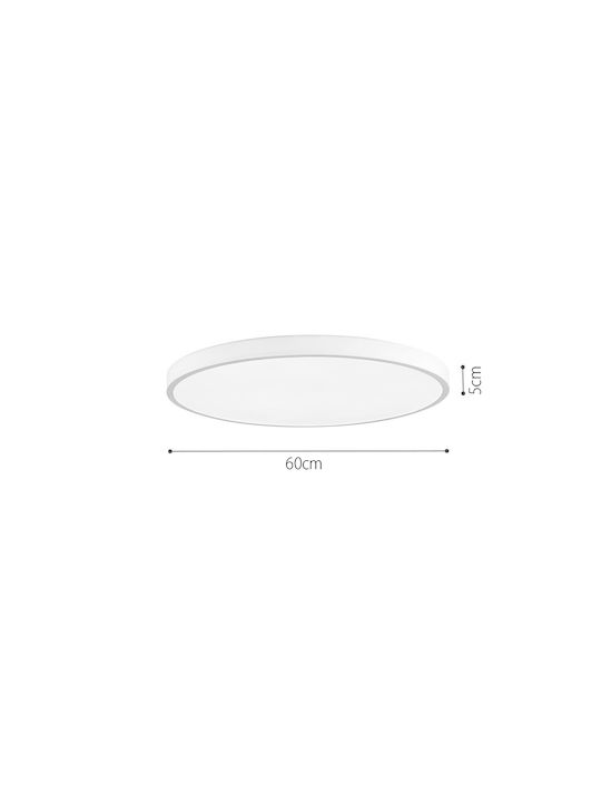 Inlight Μοντέρνα Μεταλλική Πλαφονιέρα Οροφής με Ενσωματωμένο LED σε Γκρι χρώμα 60cm