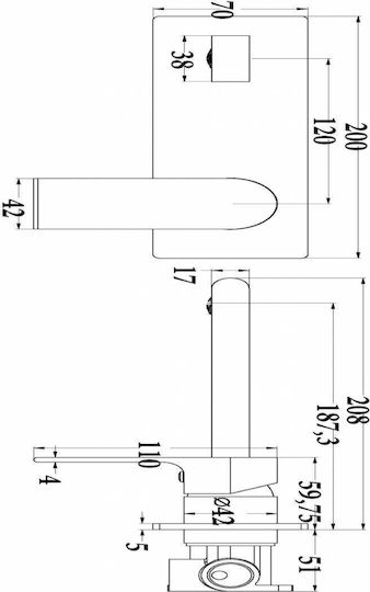 Sparke Lume 04 Built-in Faucet Mixer for for Bathroom Sink 1 Exit Silver Sparke Lume 04 Built-in Faucet Mixer for for Bathroom Sink 1 Exit Silver