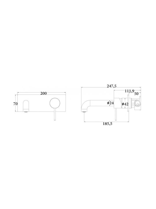 Sparke Musa 07 Brushed Built-in Mixer & Spout Set for for Bathroom Sink 1 Exit Gold