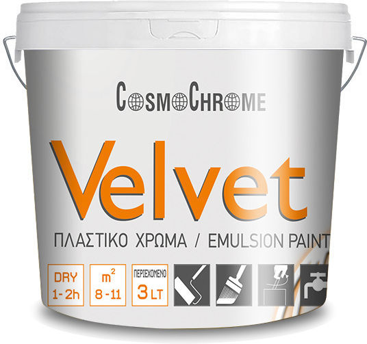 Cosmochrome Velvet Πλαστικό Χρώμα για Εσωτερική και Εξωτερική Χρήση 3lt
