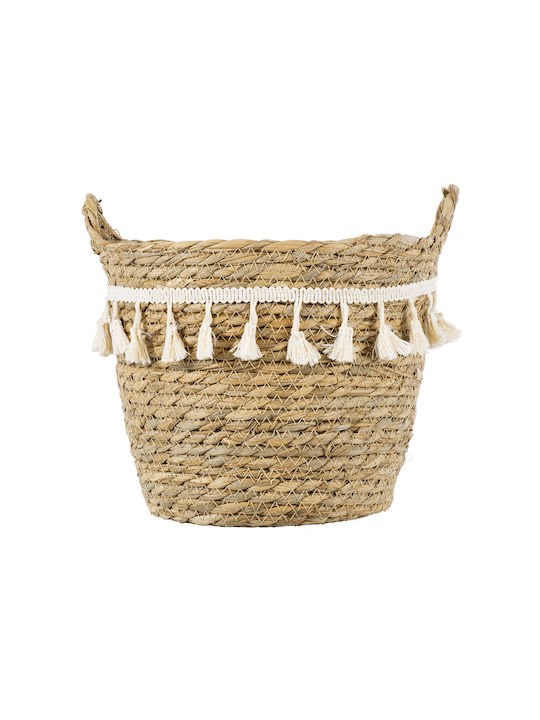 GloboStar Santorini Übertopf Makramee Beige mit Gestell 20x20x20εκ.