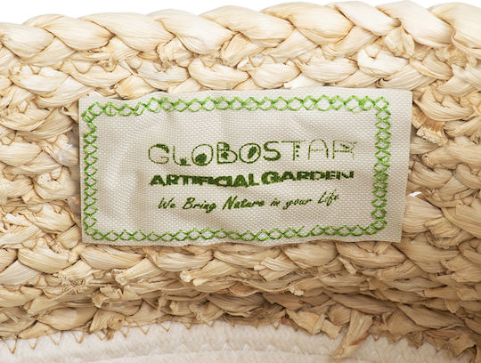 GloboStar Kimolos Planter Wicker Beige with Stand 29x29x30cm.