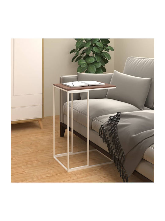 Rectangular Wooden Side Table White L40xW30xH59cm