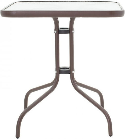 Τραπέζι Watson 70x70x70 Καφέ-γυαλί Τραπέζι Watson 70x70x70 Καφέ-γυαλί