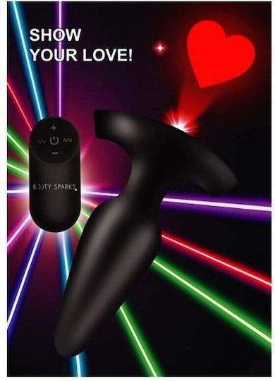 Booty Sparks Laser Fuck Me Butt Πρωκτική Σφήνα με Δυνατότητα Ασύρματης Λειτουργίας και Δόνηση Small Μαύρη