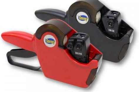 ICS Speedy DB S16 Μηχανικός Ετικετογράφος Χειρός Διπλός σε Κόκκινο Χρώμα