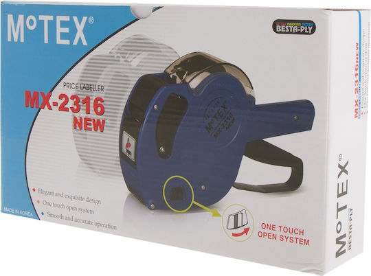 Motex MX-2316 Μηχανικός Ετικετογράφος Χειρός Διπλός σε Μπλε Χρώμα