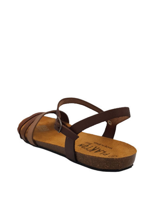 Plakton Women's Sandals with Ankle Strap Tabac Brown