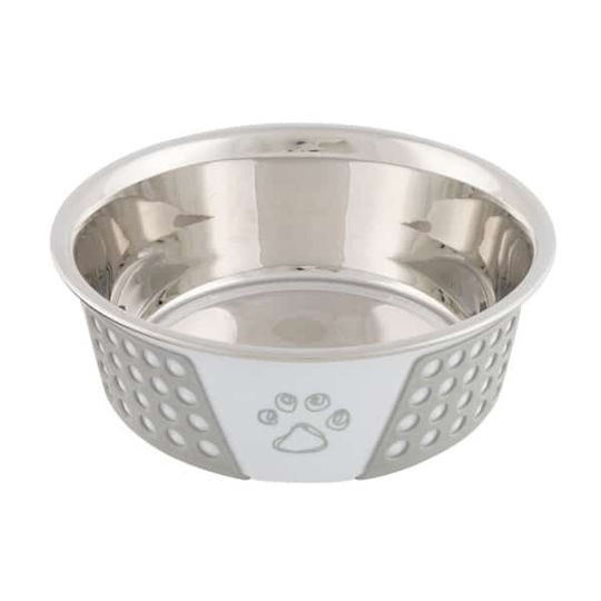 Trixie Bol din oțel inoxidabil Mâncare & Apă pentru Câine & Pisică pe Bază 1.4lt 21cm în Culoare Alb