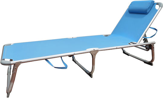 Strandliegen Hellblau Faltbar mit Kissen 190x60x30cm. 1Stück