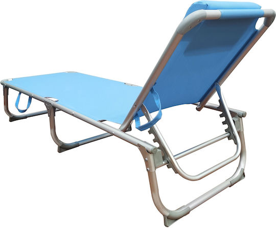 Strandliegen Hellblau Faltbar mit Kissen 190x60x30cm. 1Stück
