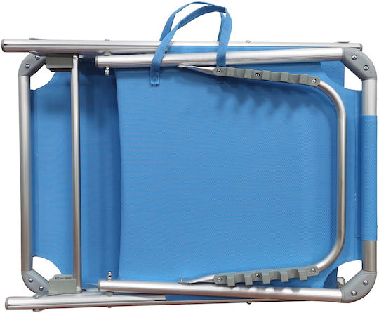 Strandliegen Hellblau Faltbar mit Kissen 190x60x30cm. 1Stück