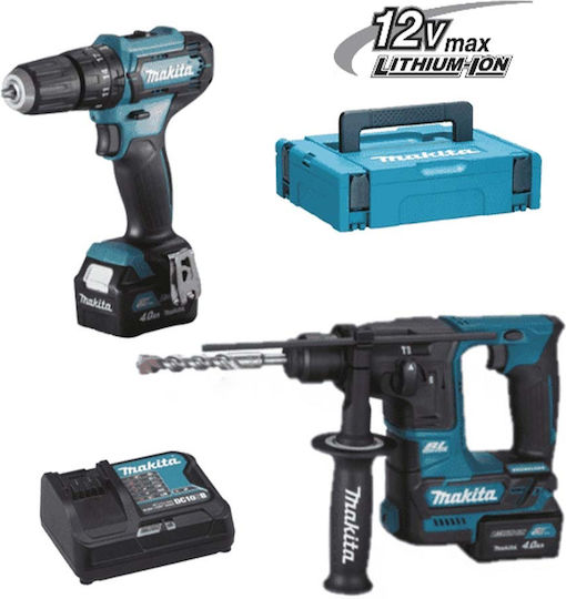 Makita CLX235SMJ Σετ Δραπανοκατσάβιδο & Πιστολέτο 12V με 2 Μπαταρίες 4Ah και Θήκη