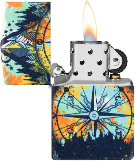 Zippo Compass Design Windproof Flame Lighter Multicolour