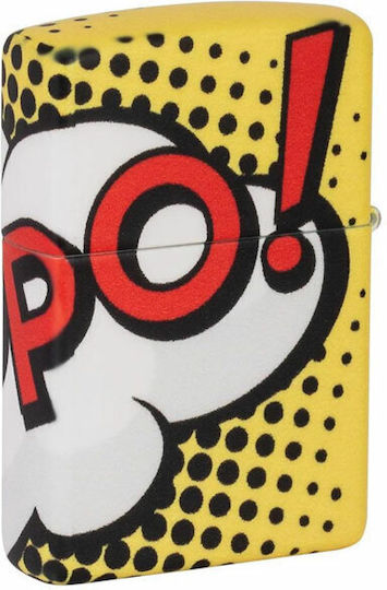 Zippo Pop Art Design Feuerzeug Flamme in Gelber Farbe