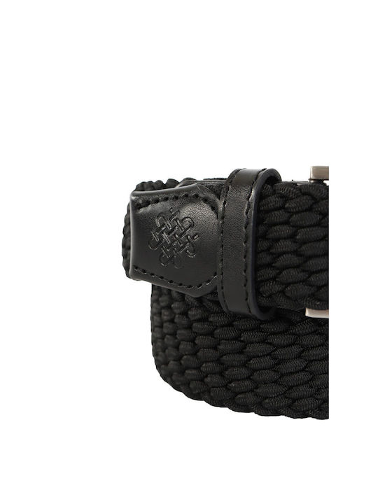 Dors Men's Knitted Leather Elastic Belt Black