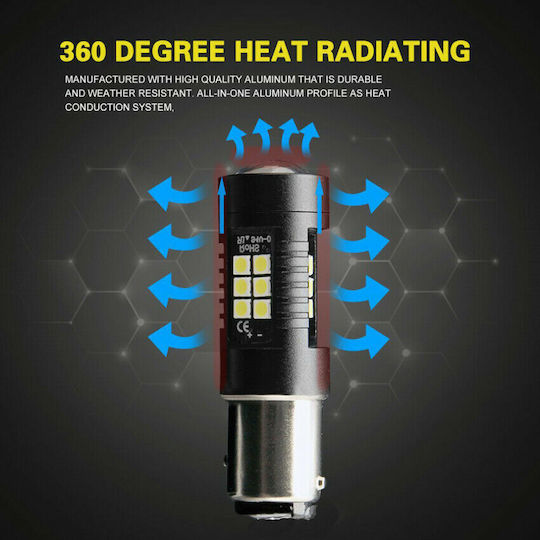 Lamps Car & Motorcycle P21W-BA15S-1156 LED Cold White 12-24V 9W 1pcs