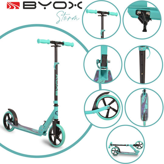 Byox Детска Сгъваема Тротинетка Storm С Две Колела За 8+ Години Тюркоазена